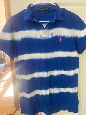 Polo by Ralph Lauren Royal Blue & White Tie-Dye Short Sleeve Polo